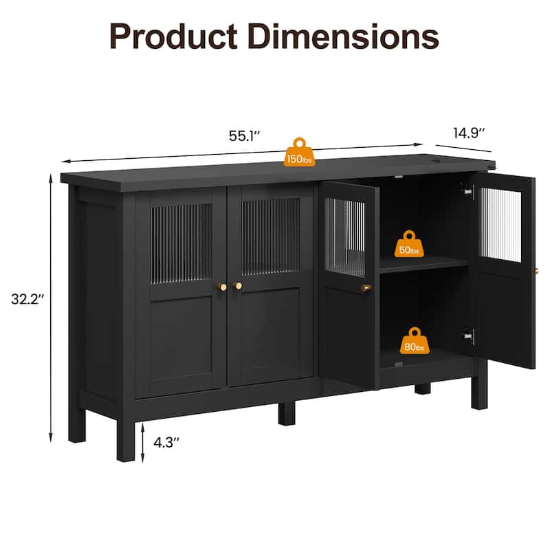 4-Door Storage Cabinet with Adjustable Shelves