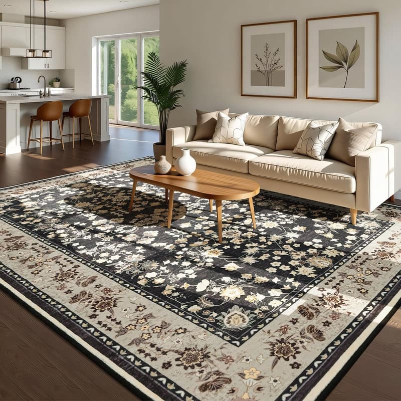 Floral Rugs for Entryway Machine Washable Area Rugs - 4*6