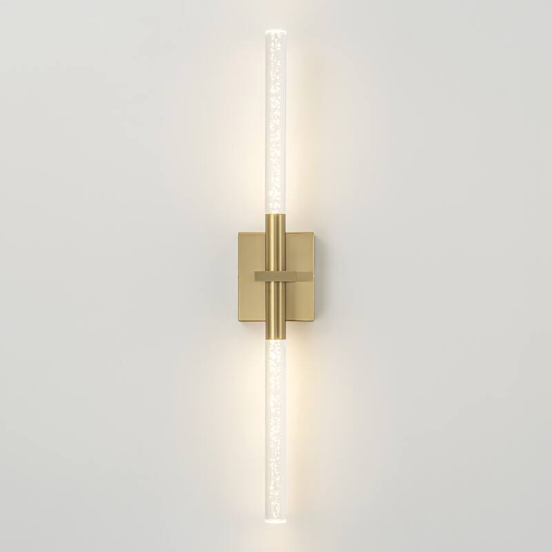 1-Light Modern Linear Black/Gold Integrated LED 3000K Warm Light Bathroom Vanity Light Bar - 4.3 in. W x 27.5 in. H x 3.7 in. D