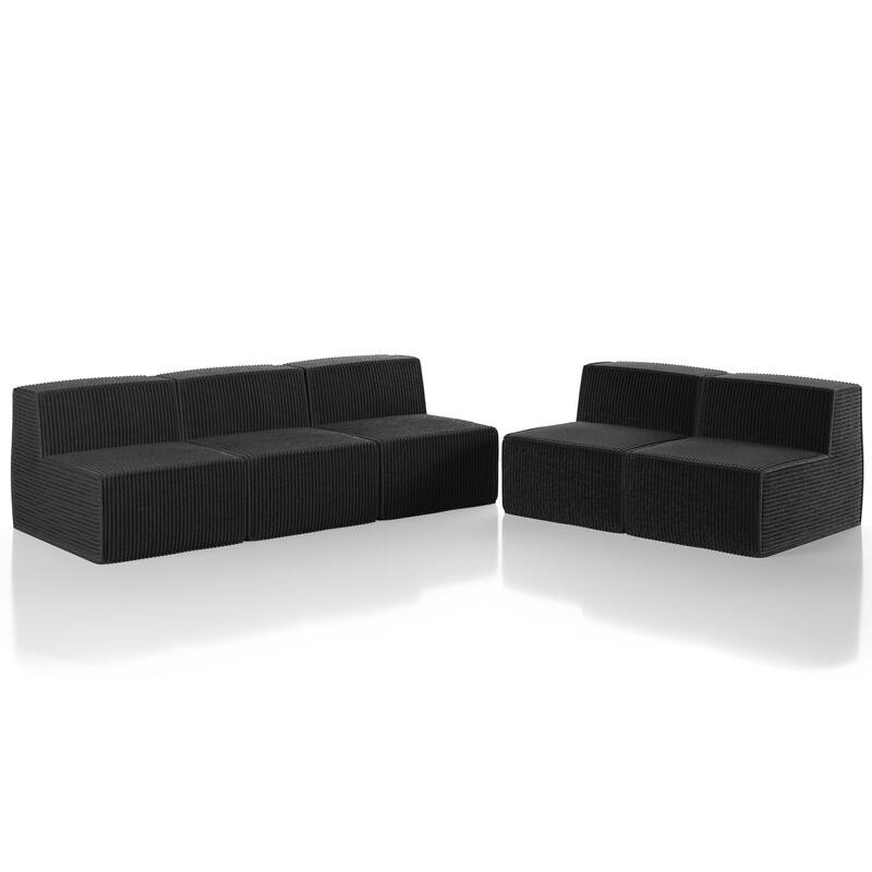 Furniture of America Navir Modern 5-Piece Chenille Foam Modular Sofa and Loveseat Set