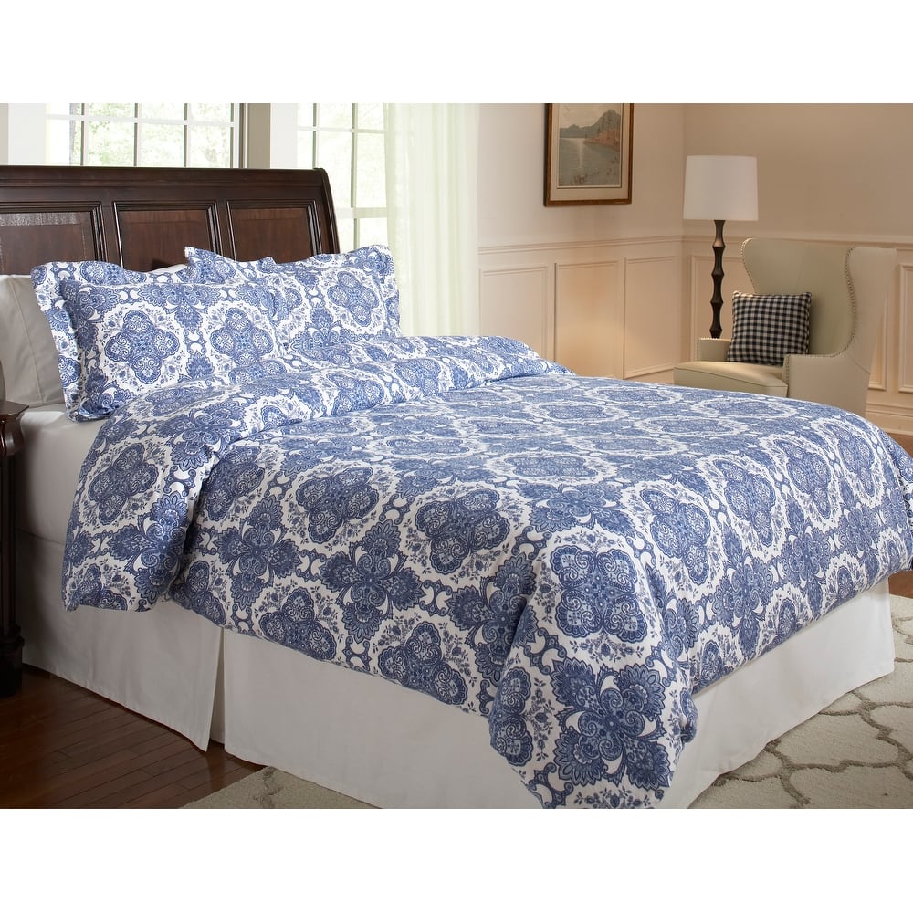 Pointehaven 200 GSM Alpine Print Superior Flannel Super Soft Cotton Oversized Duvet Sets