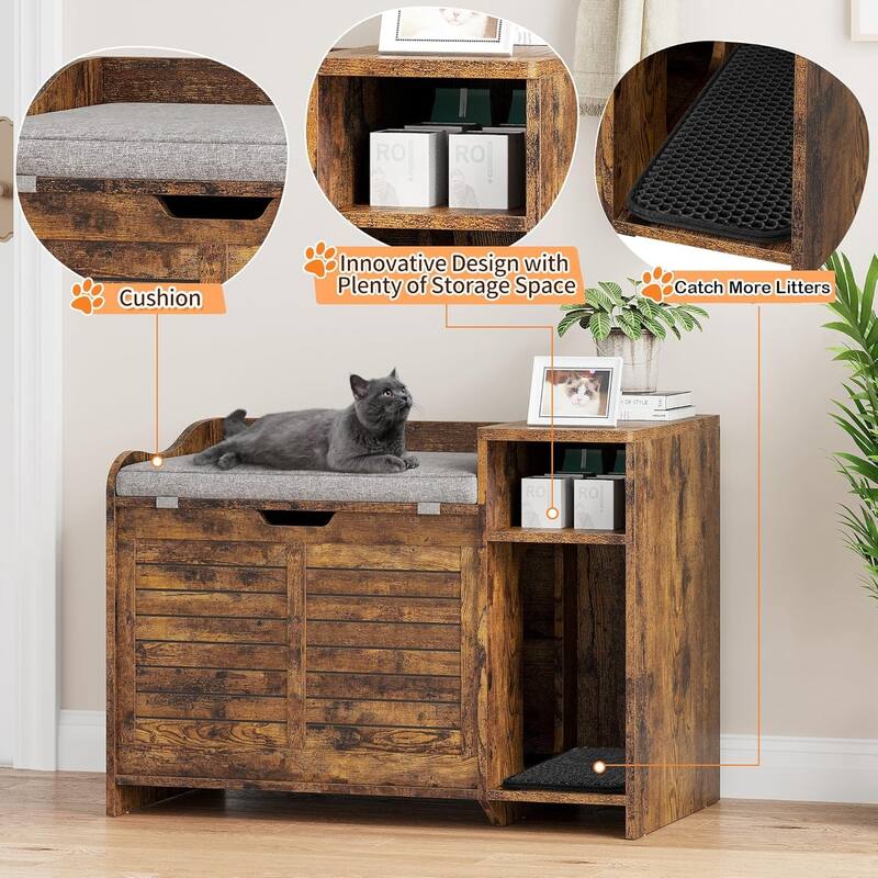 Cat Litter Box Enclosure Furniture, Cat Washroom Hidden Furniture