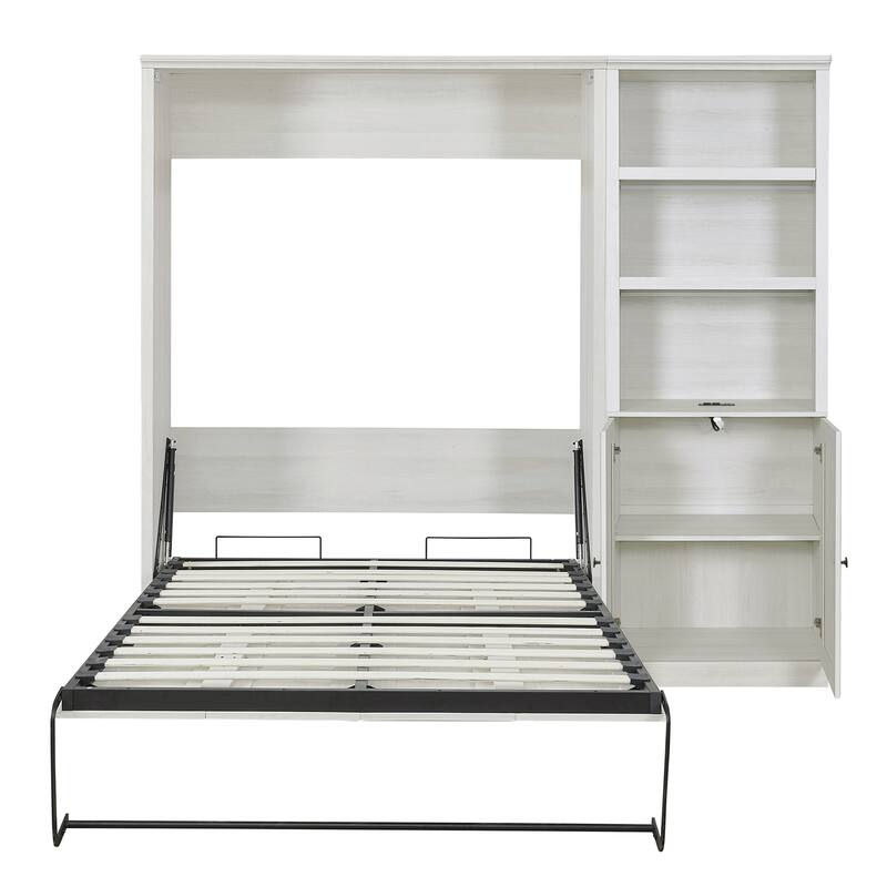 Murphy Wall Bed with 1 Side Cabinet Storage Shelf by Harper&Bright Designs