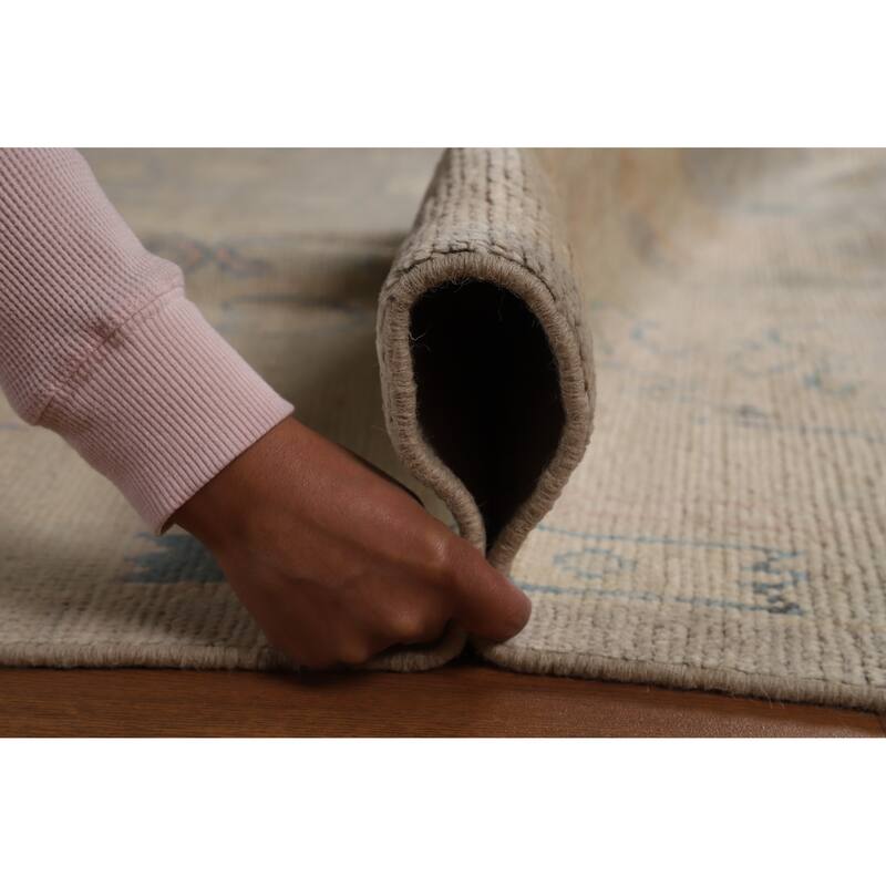 Hand Knotted Oriental 100% Wool Carpet Transitional All-Over Greys & Charcoal Oushak Area Rug - 11' 9'' X 8' 9''