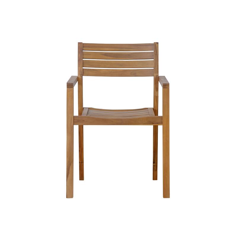 5-Piece Outdoor Acacia Wood Dining Set with Rectangular Table and Umbrella Hole for Family Gatherings