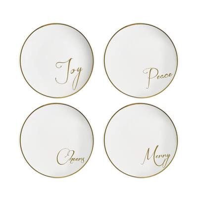 American Atelier Sentiment Gold Set of 4 Plates