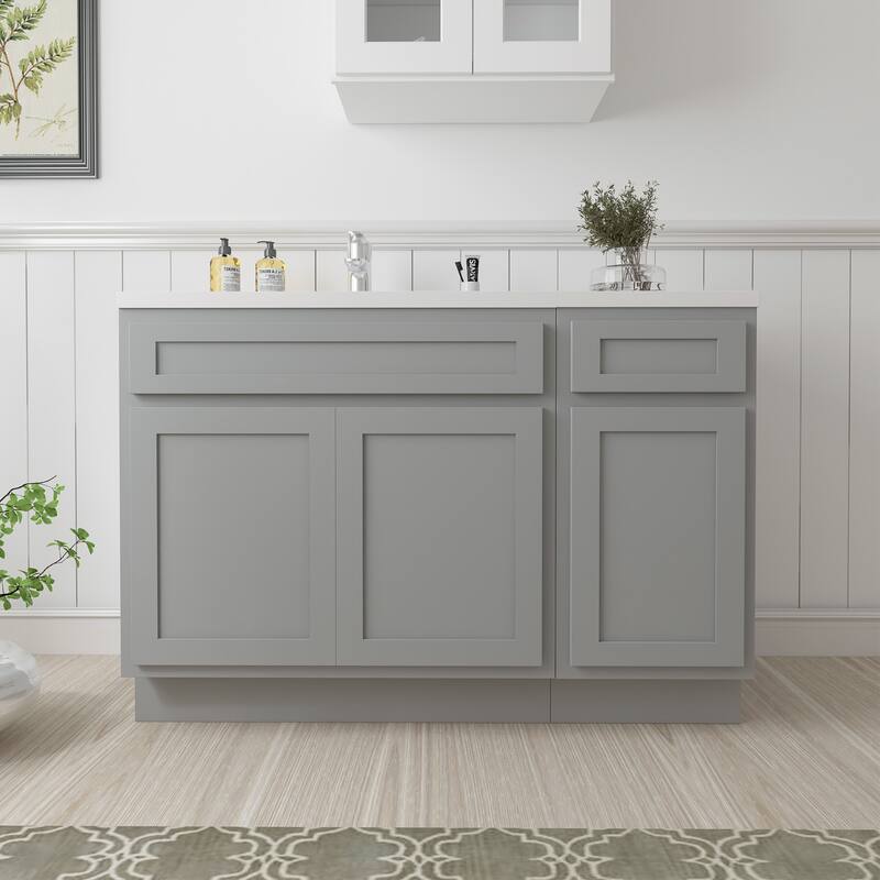 Vanity Art 45" Oak Freestanding Bathroom Vanity Cabinet without Top - Grey