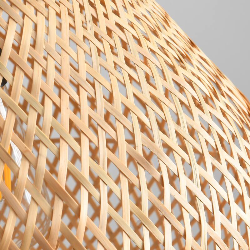 15" Natural Farmhouse Vase Shape Handwoven Rattan Caged Pendant Light - 14.96" D x 14.96" W x 62.99 " H