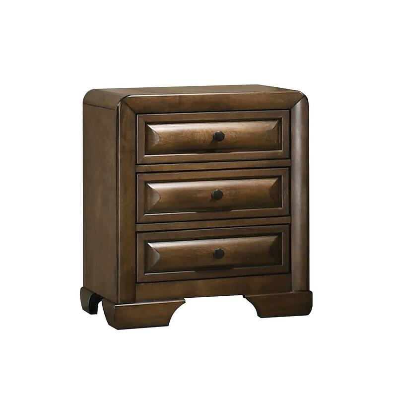 Transitional Nightstand - Brown Finish with Cup Pulls & Dovetail Drawers
