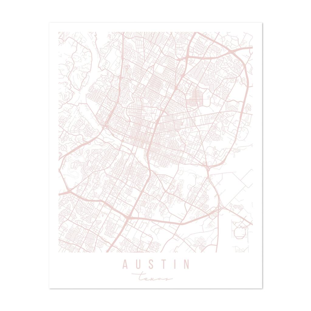 Austin Texas Maps Minimal Unframed Wall Art Print/Poster