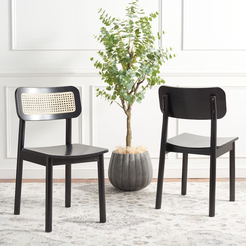 SAFAVIEH Eppie Farmhouse Dining Chair (Set of 2) - 19 In. W x 20 In. D x 32 In. H - 19Wx20Dx32H - Black /Natural