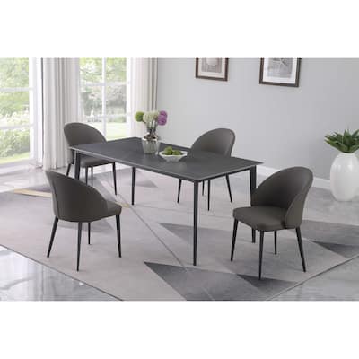 Somette Marbleized Ceramic Top Table w/ Steel Four-legged Base