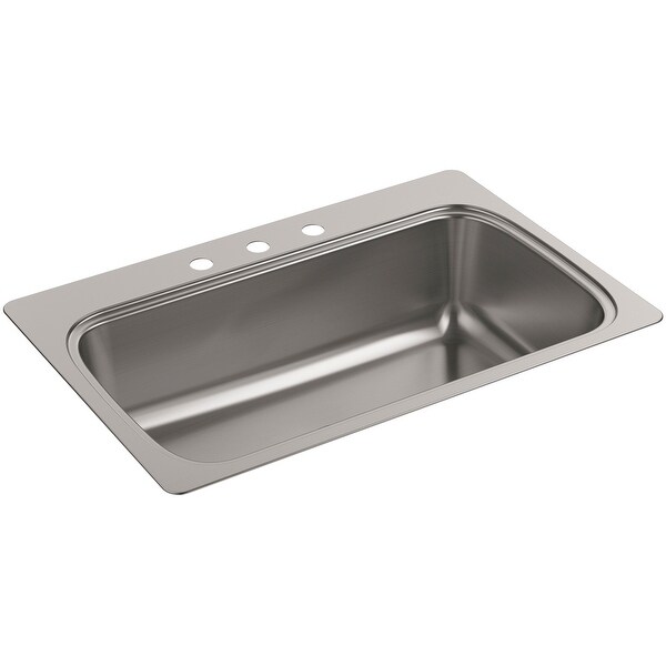 Kohler K 20060 3 Verse 33in Single Basin Drop In Kitchen Sink With 3 Faucet Holes Stainless Steel