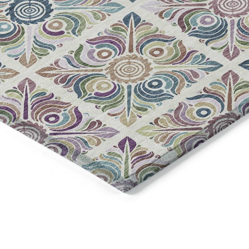 HomeRoots Medallion Transitional Rectangle Outdoor Rug