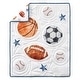 preview thumbnail 3 of 4, Sweet Jojo Designs Sports Theme Boy 3p Mini Crib Bedding Set Watercolor Soccer Balls Football Baseball Basketball Blue Stars