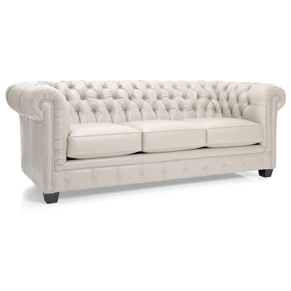 Hancock Tufted Top Grain Italian Leather Chesterfield Sofa - 31" H x 86" W x 40" D