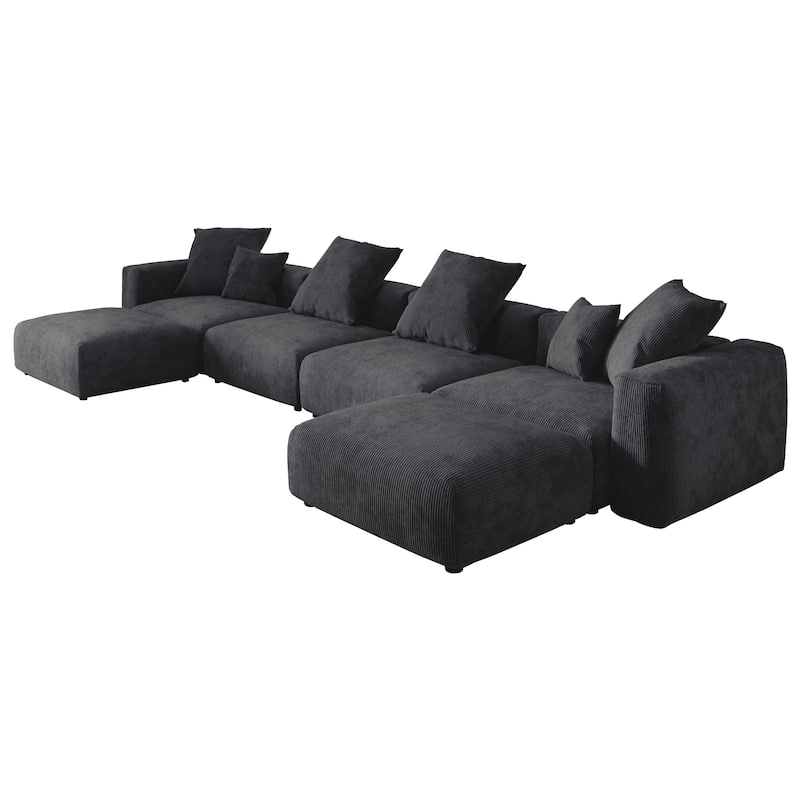 U-Shaped Luxurious Modular Sectional Couch with Chaise Ottoman