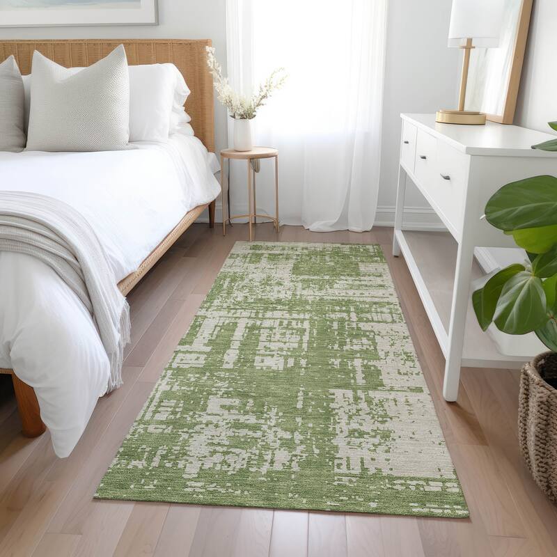 Machine Washable Indoor/ Outdoor Chantille Abstract Solid Rug