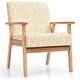 preview thumbnail 19 of 20, Costway Modern Accent Armchair Upholstered Lounge Chair w/Rubber Wood - 25'' x 26.5'' x 32'' Yellow&Natural