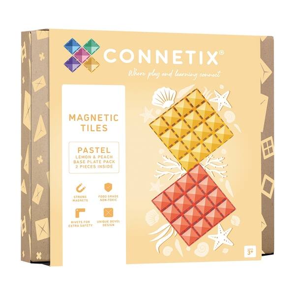 slide 2 of 6, Connetix Magnetic Tiles Pastel Lemon & Peach Base Plate, 2 Pieces Pastel - Kids