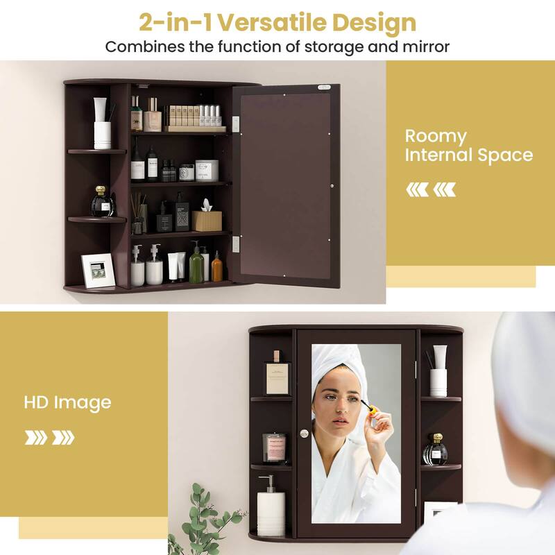 Costway Multipurpose Wall Surface Bathroom Storage Medicine Cabinet