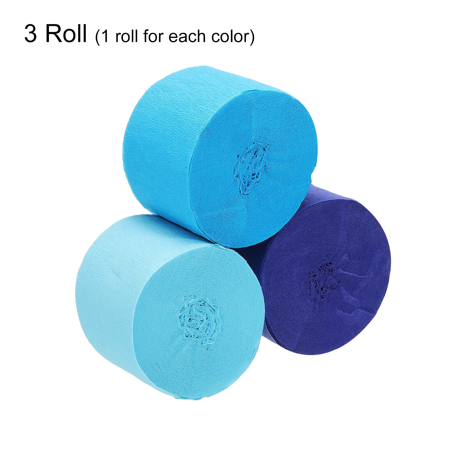 House of Party Blue Skies Crepe Paper Streamers 6 Crepe Paper Rolls 492ft (1.8 inch x 82 ft/roll) - Pack of 4 Shades of Blue, 1 Silver, 1 White