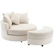 preview thumbnail 53 of 57, Roomfitters Modern 360° Swivel Barrel Chair with Hidden Storage Ottoman, Chenille Upholstery and Four Pillows