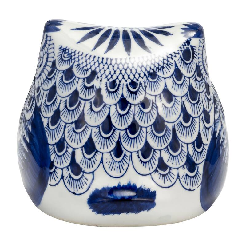 Sagebrook Home Stoneware Ceramic Owl Figurine with Intricate Hand-Painted Detailing