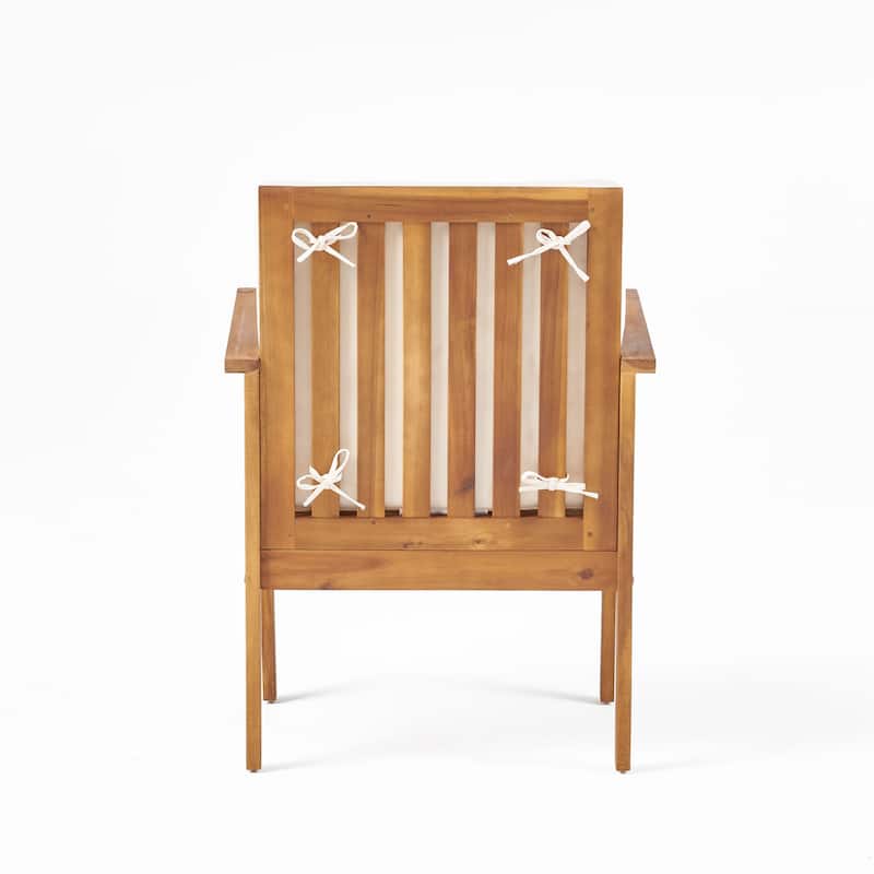 Roomfitters Outdoor Wooden Armchair with Cushioned Seat and Backrest for Patio or Porch, White