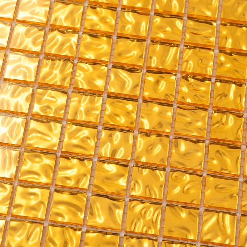 Apollo tile 12" x 12" Altin Glossy Shimmer Gold Glass Tile (20 sq ft/case) - 20 Pack