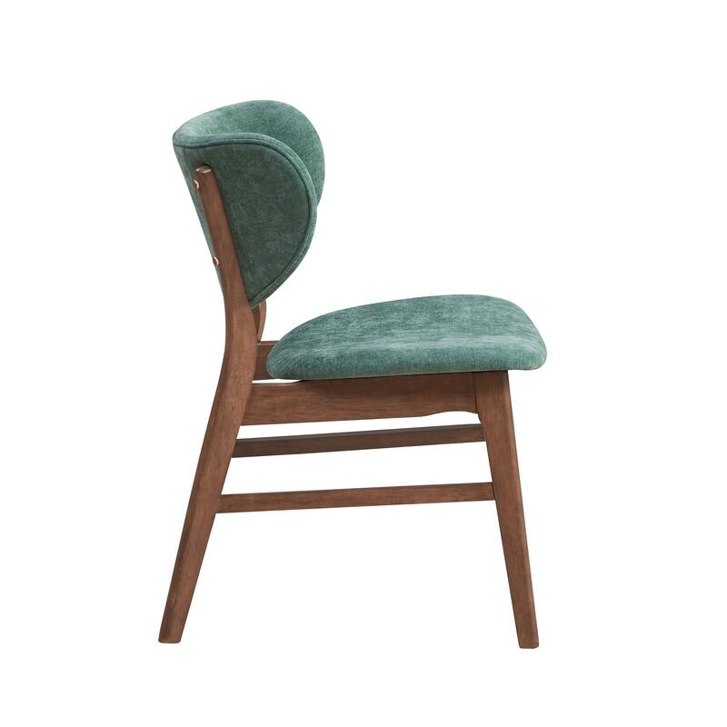Fabric Upholstered Side Chair Set of 2 with Wood Finish Padded Seat