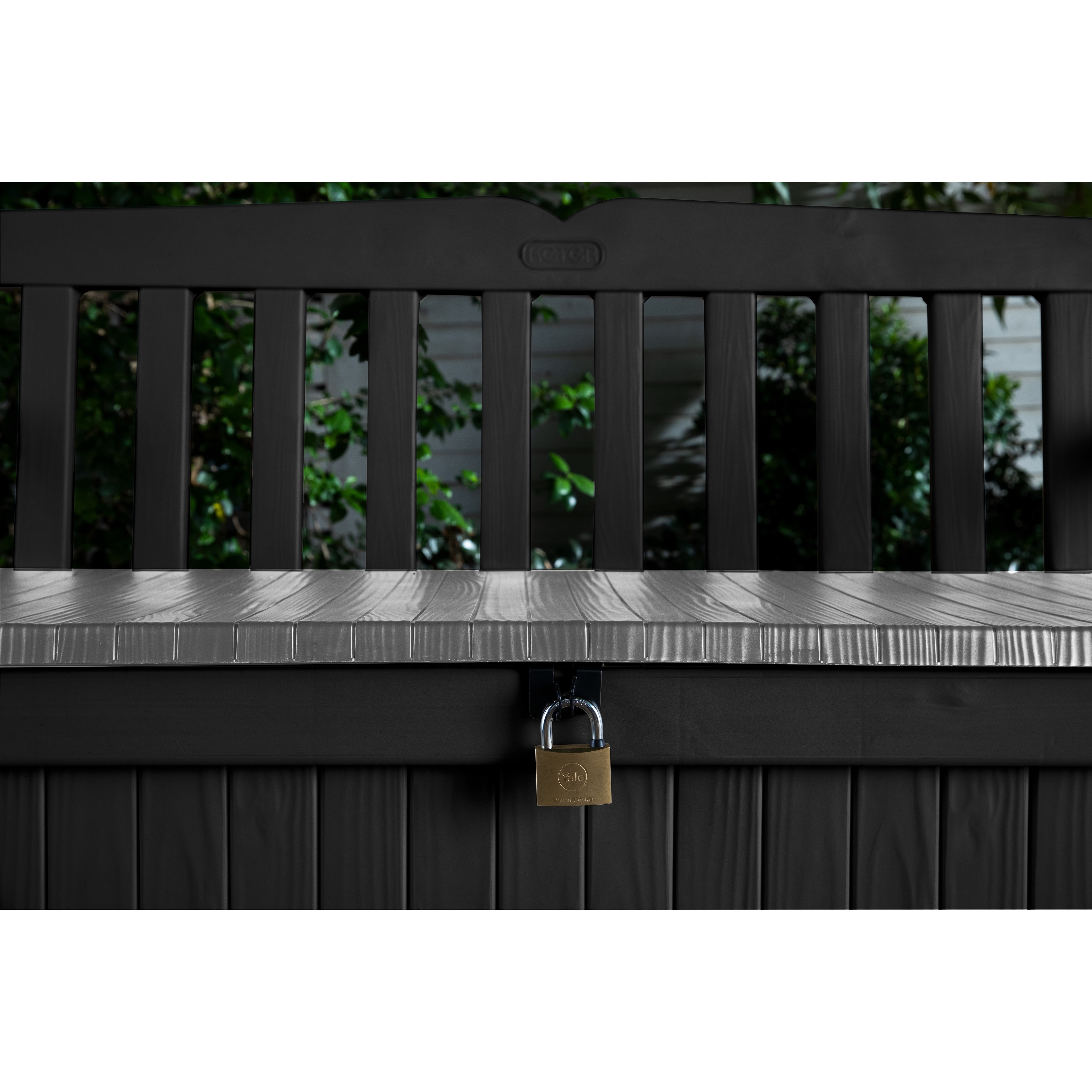 Keter eden 70 gallon storage bench deck box hot sale for patio furniture