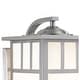 preview thumbnail 7 of 7, VAXCEL Mission 9.5 in. H 1-Light Stainless Steel Mission Outdoor Wall Sconce, Steel, White Tiffany Glass Shade
