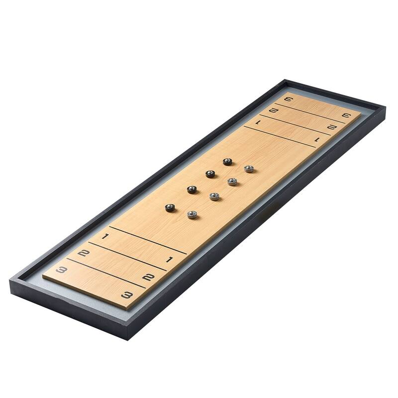 45 Inch 2 in 1 Portable Shuffleboard and Curling Tabletop Set Including 8 Pucks - 12.4” x 45” x 1.6”