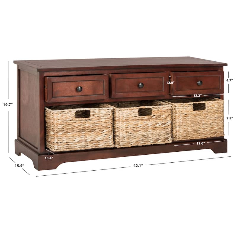 SAFAVIEH Ara Grey 3-Drawer Storage Unit - 42.1" x 15.4" x 19.7" - 42Wx15Dx20H