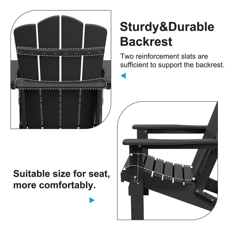 Plastic Folding Outdoor Patio Adirondack Chair With Slat Seat