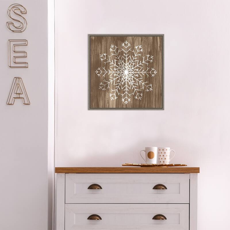 Barnwood Wonderland III (Snowflake), June Erica Vess Framed Canvas Art