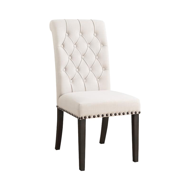Chelsea Beige and Smokey Black Tufted Back Dining Chairs (Set of 8)