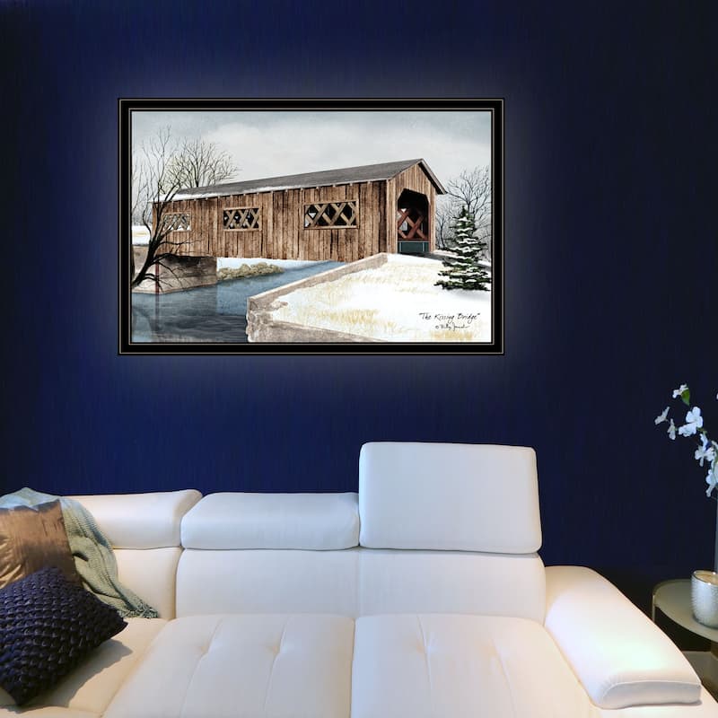 TrendyDecor4U Farmhouse "The Kissing Bridge" Framed Print Wall Art by Billy Jacobs