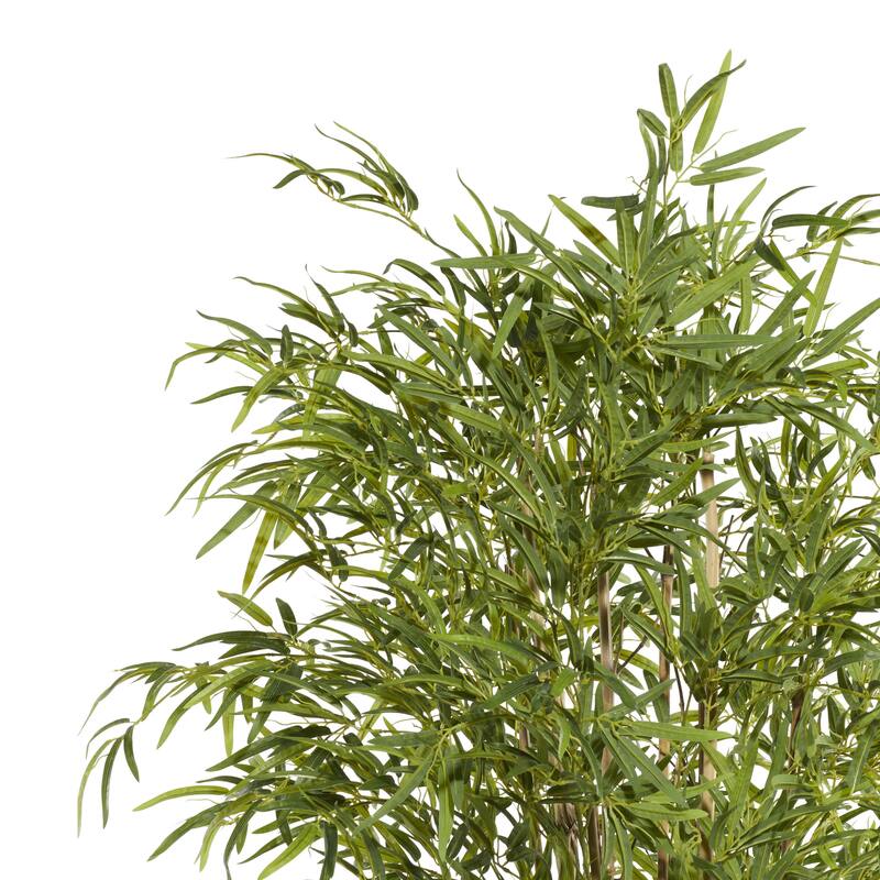 Faux Foliage Bamboo Artificial Tree with Realistic Leaves and White Fiberglass Pot - Green - Roche River Decor