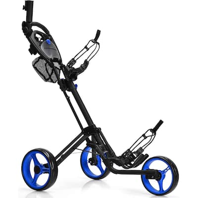 3 Wheel Folding Golf Push Cart with Brake Scoreboard Adjustable Handle