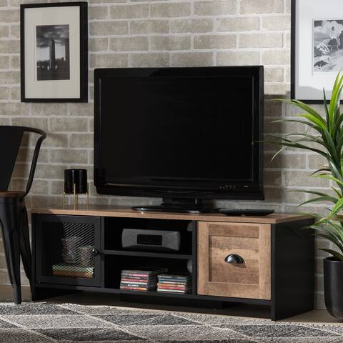Connell Modern & Industrial 2-Door Wood TV Stand In Natural Brown