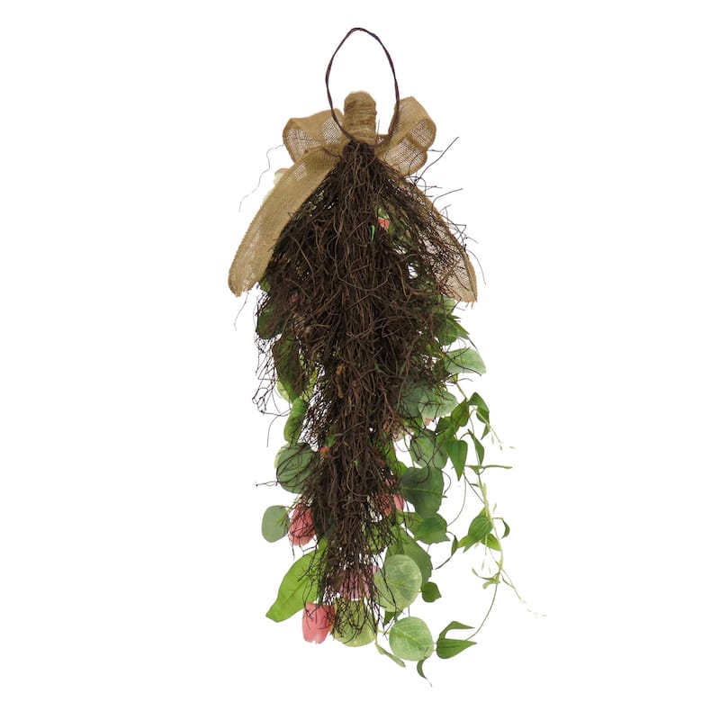 National Tree Company 26 in. Hydrangeas, Tulips and Eucalyptus Swag