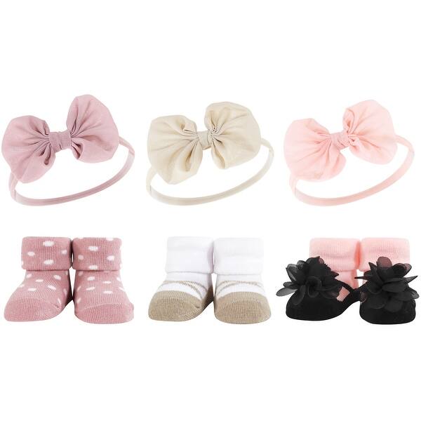 slide 1 of 1, Hudson Baby Infant Girl Headband and Socks Giftset, Blush Taupe, One Size - Blush Taupe Blush Taupe - One Size