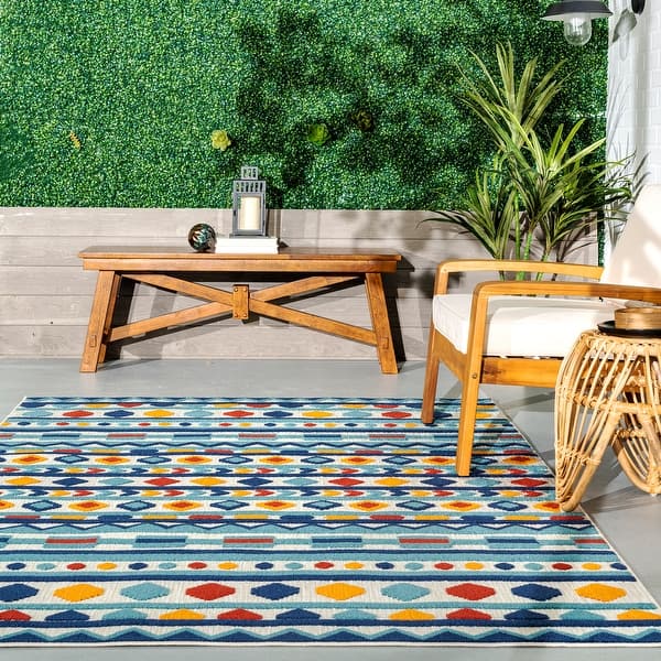 nuLOOM Bea Geometric Bohemian Indoor/Outdoor Area Rug Overstock