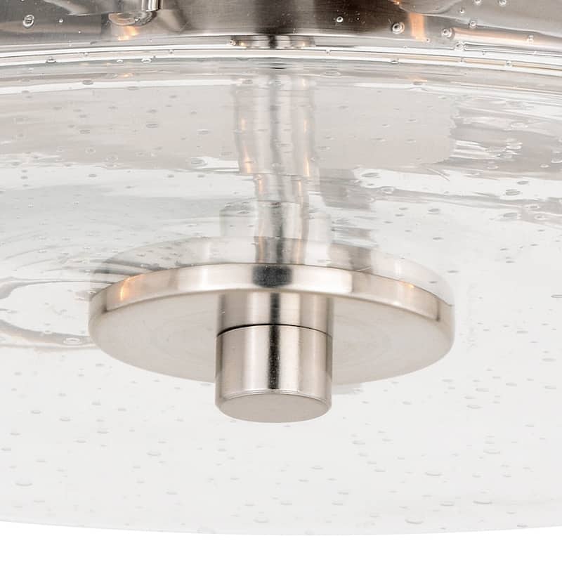 Flush Mount Ceiling Light - Satin Nickel Finish, Clear Glass Shade - Modern Interior Lighting - 5.5