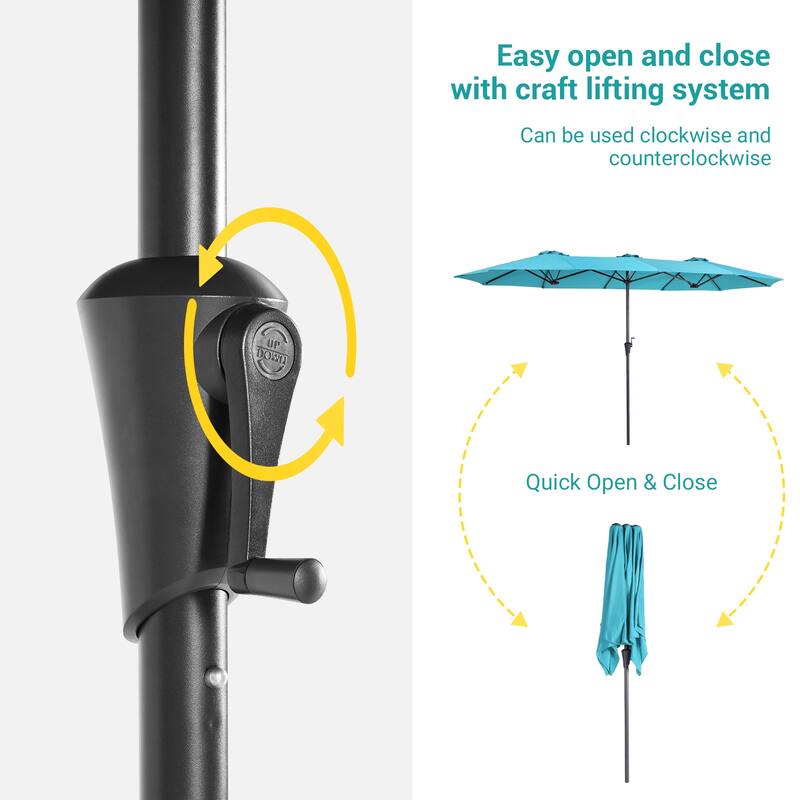 BONOSUKI 13 x 7.2Ft Double-Sided Patio Umbrella with Large Canopy Outdoor Table Umbrella for Garden and pool, Navy Blue