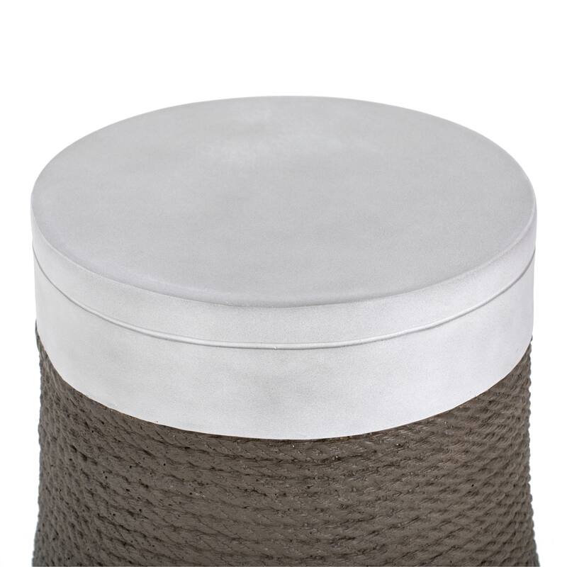 Outdoor Light Gray Brown Retro Woven Rope & Fan-Base MGO Side Table End Table for Home, Office, Living Room Outdoor