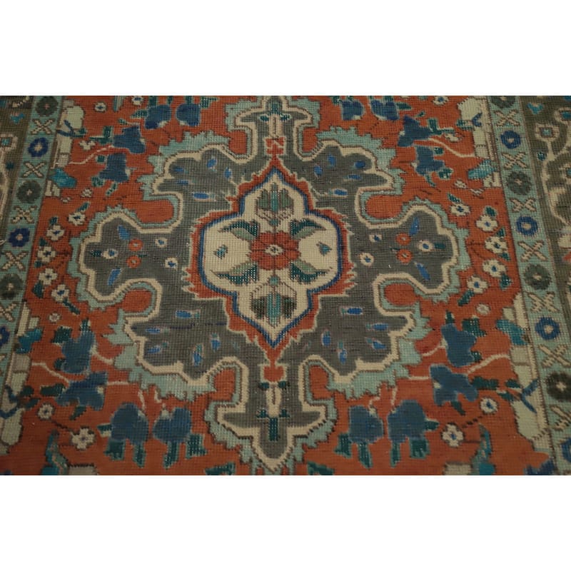 Hand Knotted Oriental 100% Wool Carpet Traditional Medallion Oranges & Rust Tabriz Area Rug - 6' 10'' X 4' 0''