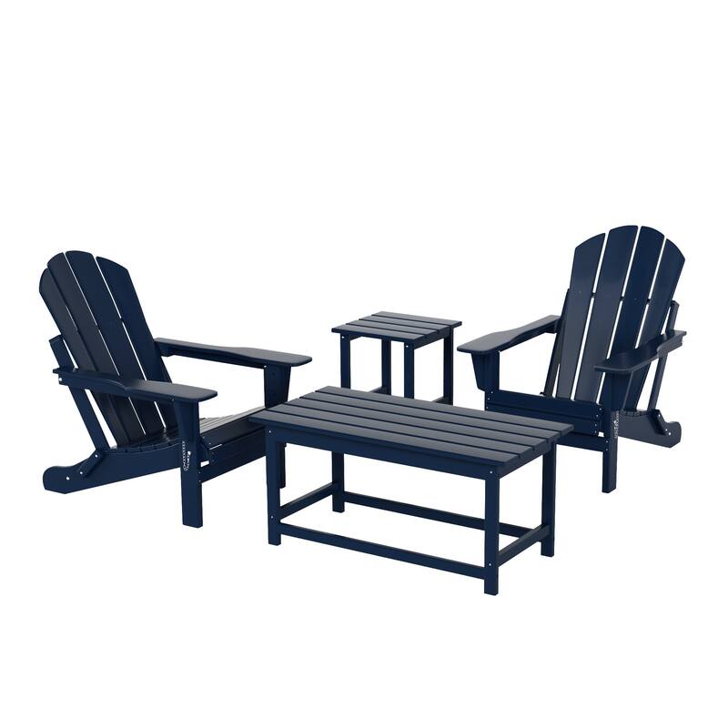 Laguna Hdpe All Weather Outdoor Patio Foldable Adirondack Chairs Conversation Set (4-Piece Set)